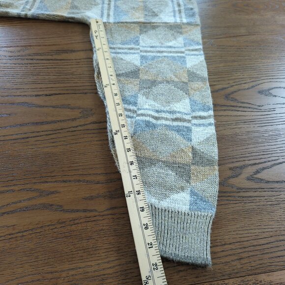 Vintage Janzen Sweater XL Brown Gray Sweater Geometric Diamond Pattern Knit - Picture 14 of 15